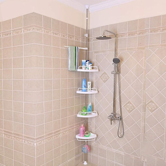 4-Tier Multi-Function Corner Shelf – Adjustable Telescopic Bathroom Organizer