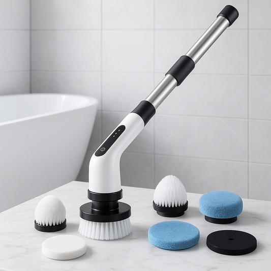 Generated image of 9-in-1 Electric Rotating Cleaning Brush in modern bathroom setting