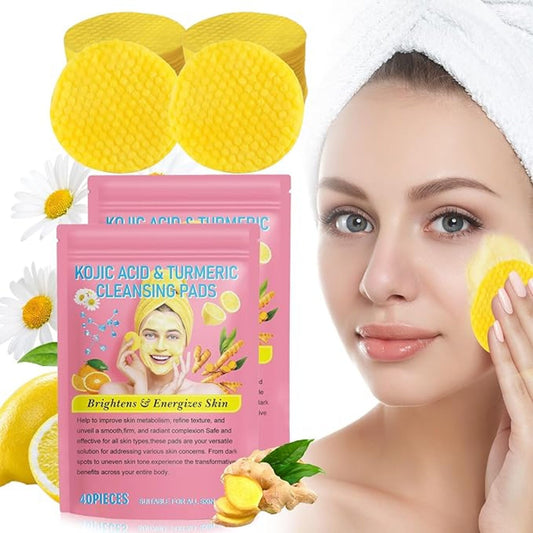 Kojic Acid & Turmeric Cleansing Pads (40 Pieces) – Brightening & Exfoliating Face & Body Treatment